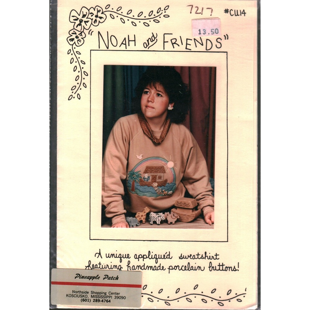 Vintage Pineapple Patch Noah and Friends Sweatshirt Applique Sewing Pattern 7217